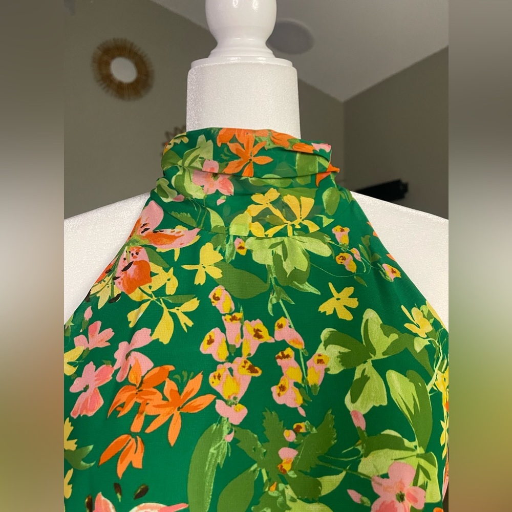 NWT Vince Camuto Green Floral Shift Dress Sz 8 Summer Vacay Party Date Resort - Picture 3 of 13
